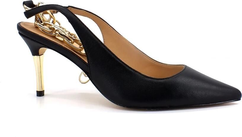 Guess Chanel Stijl Zwart Leren Decollettè Black Dames - Foto 3