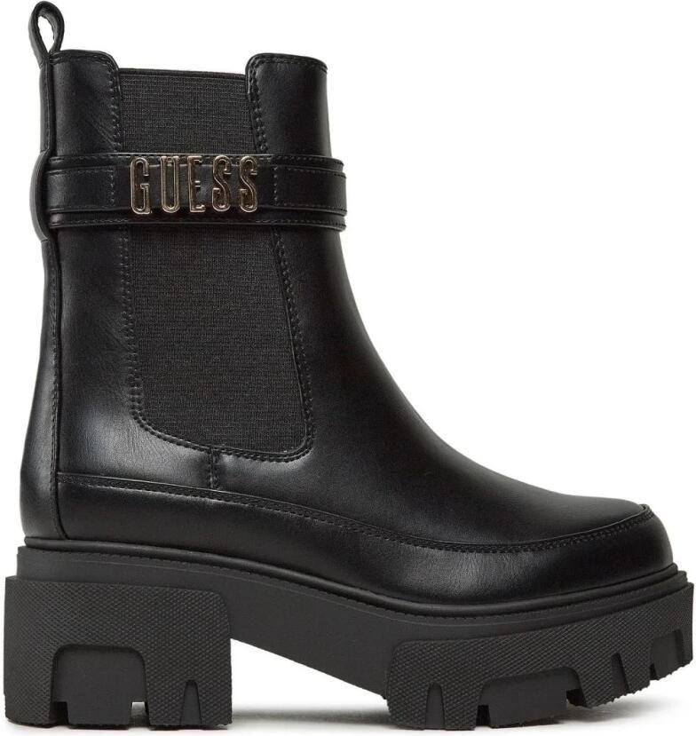 Guess PU Leren Laarzen Noir Tons Ronde Neus Sleehak Black Dames