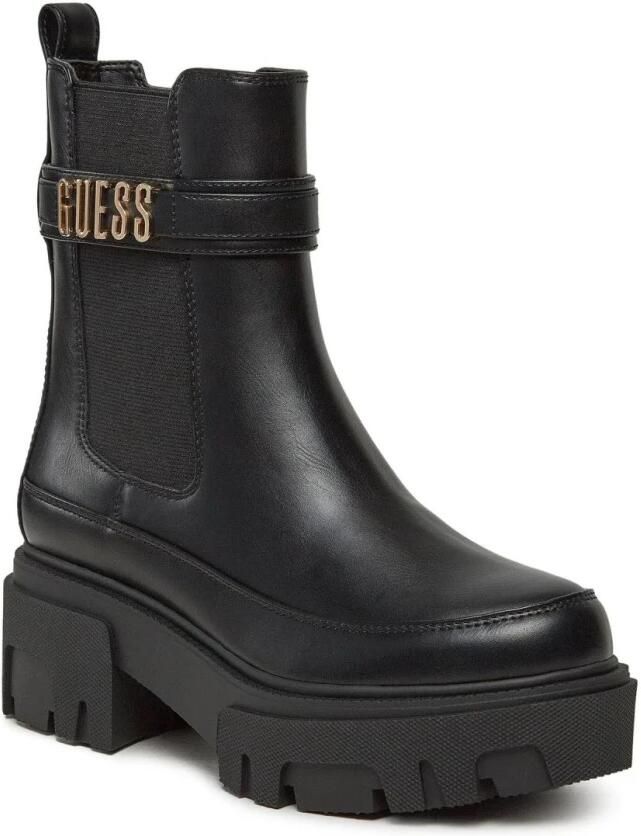 Guess PU Leren Laarzen Noir Tons Ronde Neus Sleehak Black Dames