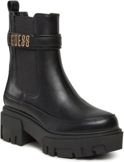 Guess PU Leren Laarzen Noir Tons Ronde Neus Sleehak Black Dames