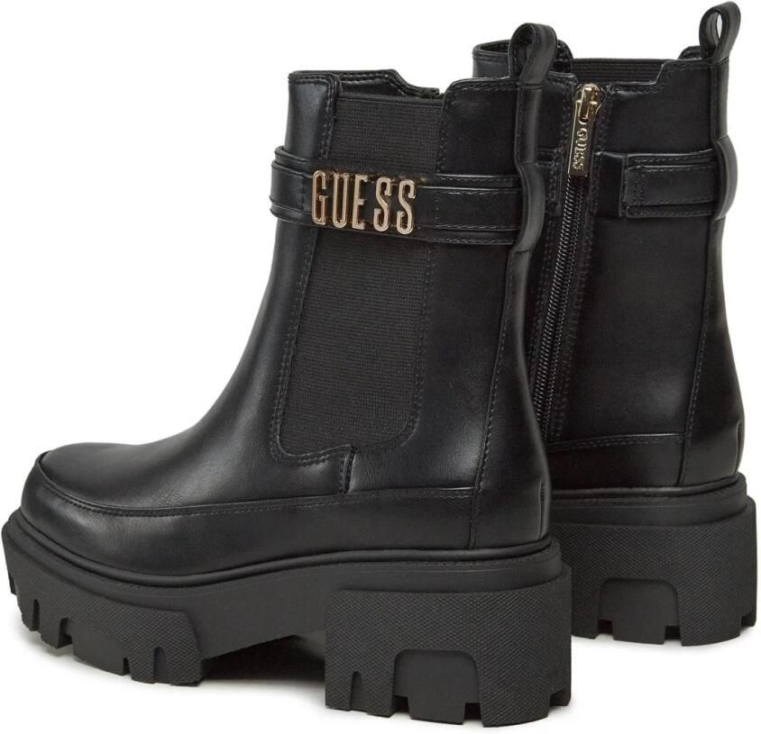 Guess PU Leren Laarzen Noir Tons Ronde Neus Sleehak Black Dames - Foto 3