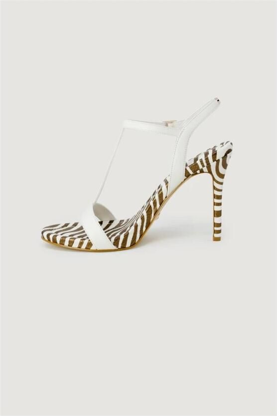 Guess Witte Leren Stiletto Sandalen met Gesp Strik Detail White Dames
