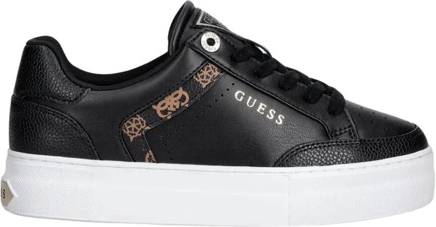 GUESS Sneakers laag 'GILAX' lichtbruin zwart zilver