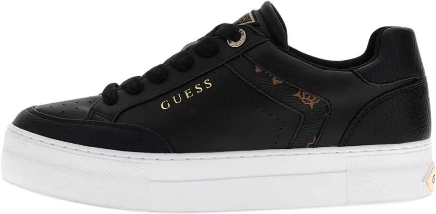 GUESS Sneakers laag 'GILAX' lichtbruin zwart zilver