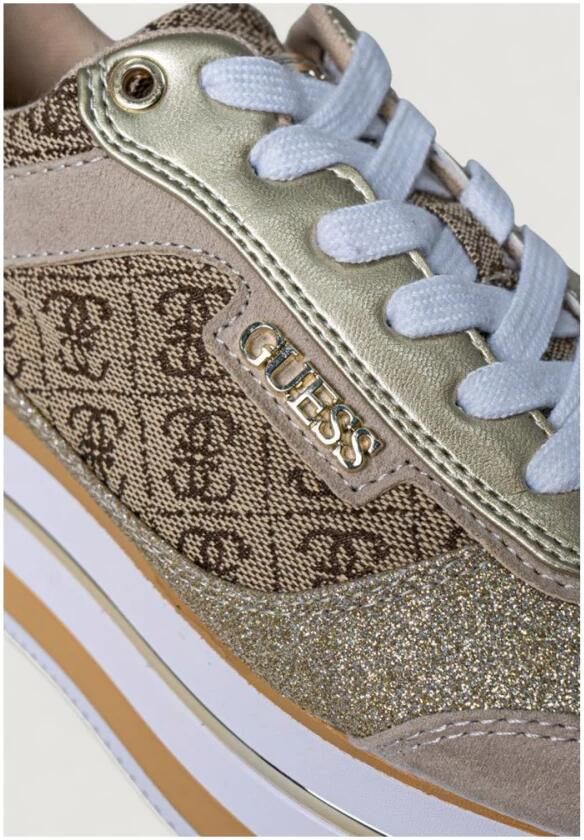 Guess Beige Sportieve Instap Sneakers met Veters Multicolor Dames - Foto 4