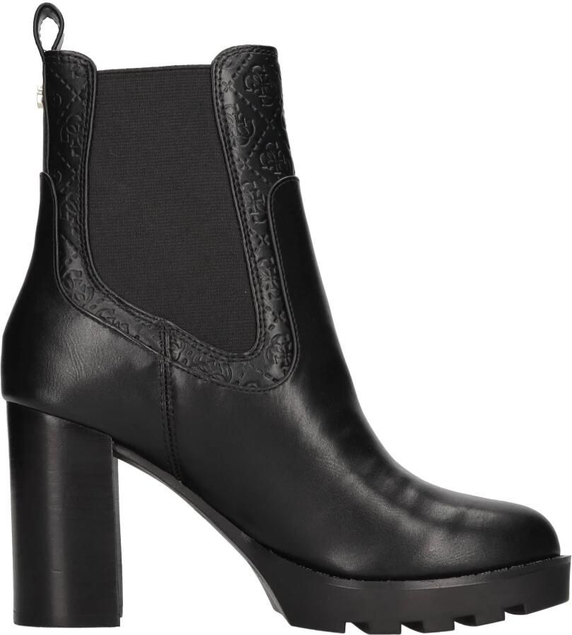 Guess Zwarte leren dameslaarzen met elastische banden en gouden logo Zwart Dames - Foto 4