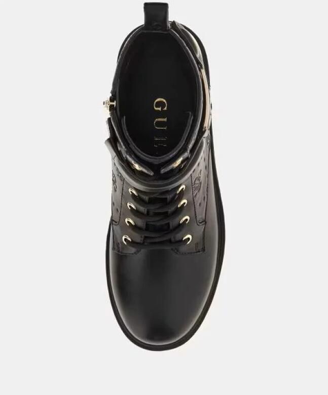 GUESS Anfibio Oranda enkellaarsjes met 4G logo en zwarte pioenroos - Foto 6