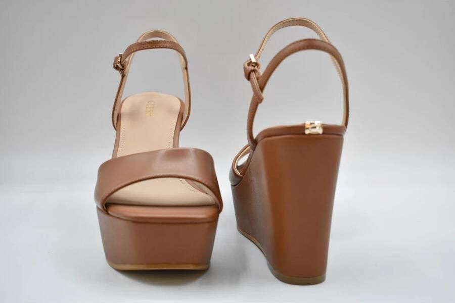 Dames Sandalen met Plateau en Gesp Cognac - Foto 2