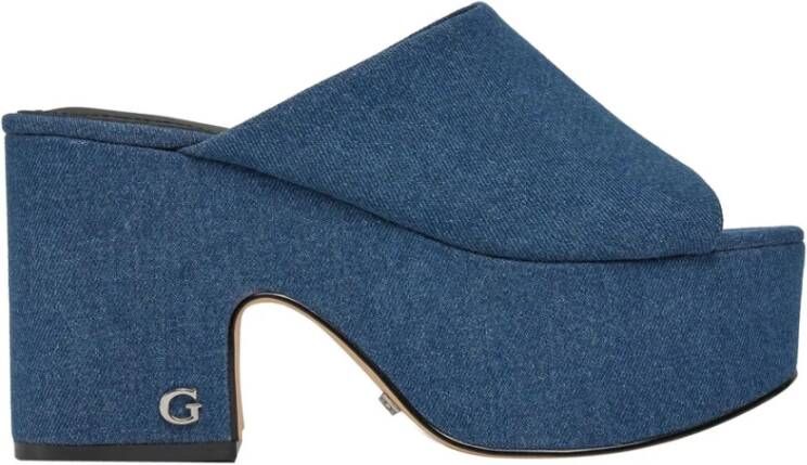 Guess Heeled Mules Blue Dames