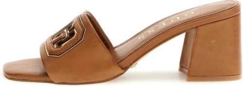 Guess Hoge Hak Muiltje Bruin Leer
