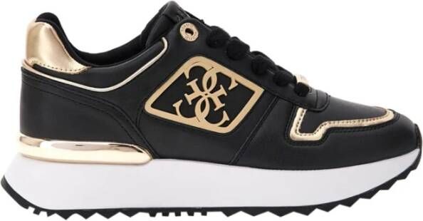 Guess Platform PU leren sneakers Zwart