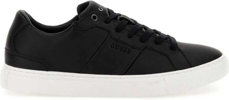 Guess Lage Leren Sneakers Noirs Zwart Heren