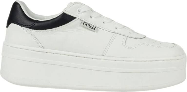 Guess Witte en zwarte leren schoenen met logo details White Dames