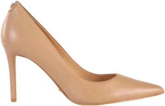 Guess Leren Stiletto Pumps met Logo Plaque Beige Dames