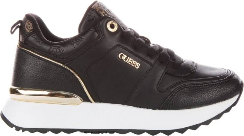 Guess Peony Logo Zwart Goud Sneakers Vrouwen Black Dames