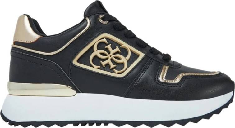 Guess Platform PU leren sneakers Zwart