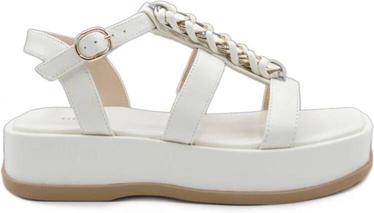 Dames Leren Sandalen met Gesp Wit - Foto 2