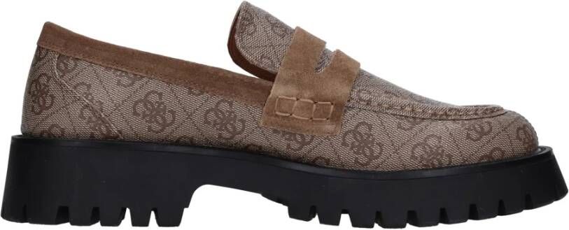Guess Monogram Mocassins Logopatroon Brown Heren
