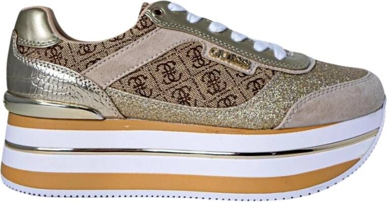 Guess Beige Sportieve Instap Sneakers met Veters Multicolor Dames - Foto 5