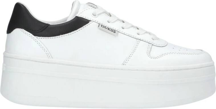 Guess Witte en zwarte leren schoenen met logo details White Dames