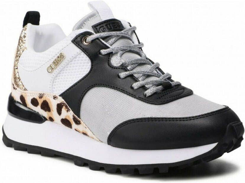 GUESS Selvie2 leren sneakers met panterprint zwart multi - Foto 3