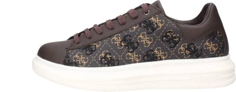 Guess Bruin Oker Sneaker Eco Leer 4cm Rubberen Zool Bruin Heren