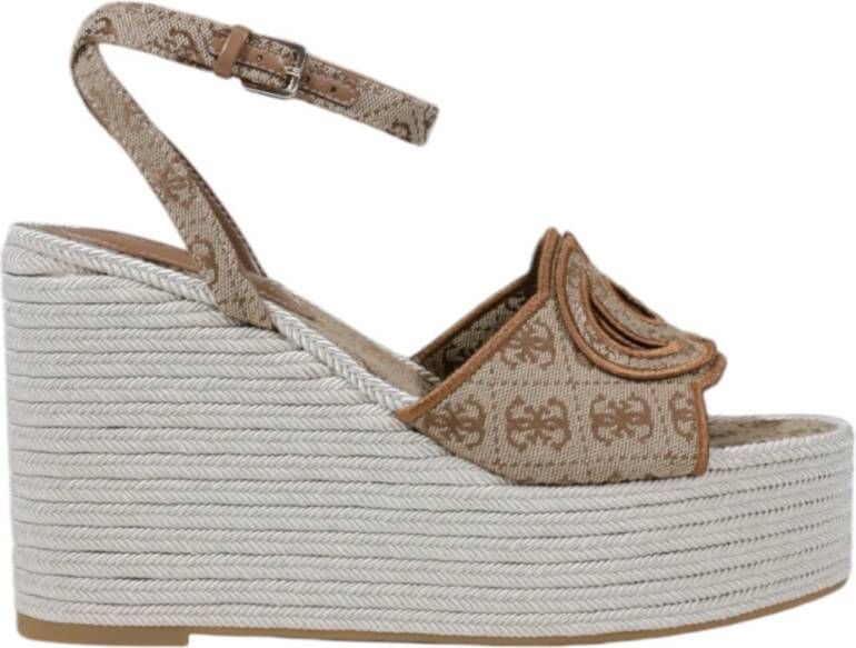 Guess Strik Gesp Blokhak Sandalen Beige Dames