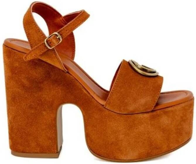 Guess Suede High Heel Pumps Collectie Brown Dames