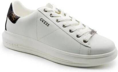 Guess Witte en bruine leren sneakers White Heren