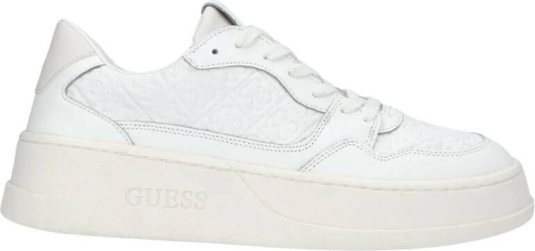 Guess Witte Leren Sneaker met 4 cm Rubberen Zool Wit Heren