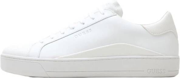 Guess Witte leren herenschoenen met logo detail White Heren