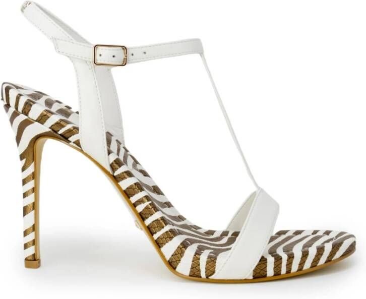 Guess Witte Leren Stiletto Sandalen met Gesp Strik Detail White Dames