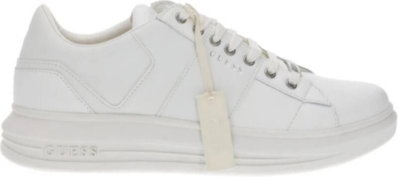 Guess Witte Leren Vibo Carryover Sneakers Wit Heren