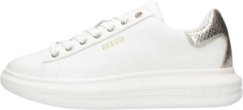 Guess Dames Vibo Leren Sneakers Wit Goud White Dames - Foto 4