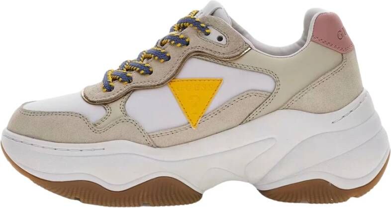 Guess Witte Runner Sneakers met Suède Details