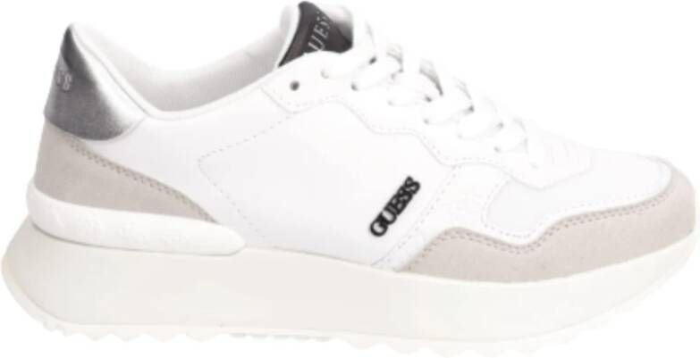 Guess Witte Vienna Sneaker Eco Leer Stof Wit Dames