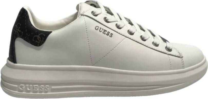 Guess Witte Bruine Leren Vibo Sneaker Wit Heren