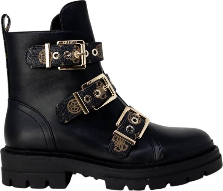 Guess Zwarte enkellaarsjes met gesp strik detail Black Dames