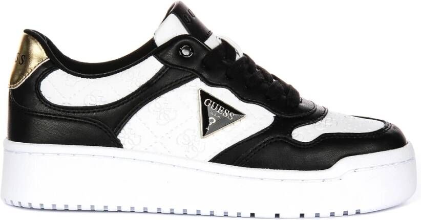 Guess Zwart Wit Kunstleren Sneakers Vrouwen