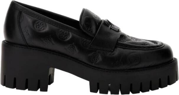 Guess Zwarte Casual Leren Mocassins voor Dames Black Dames