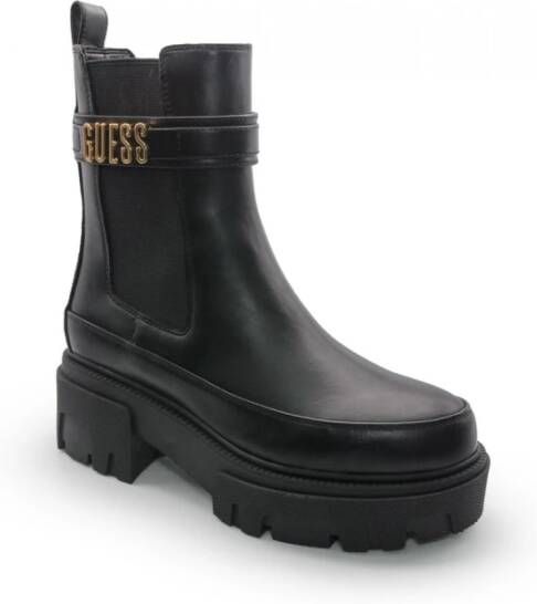 Guess PU Leren Laarzen Noir Tons Ronde Neus Sleehak Black Dames - Foto 5
