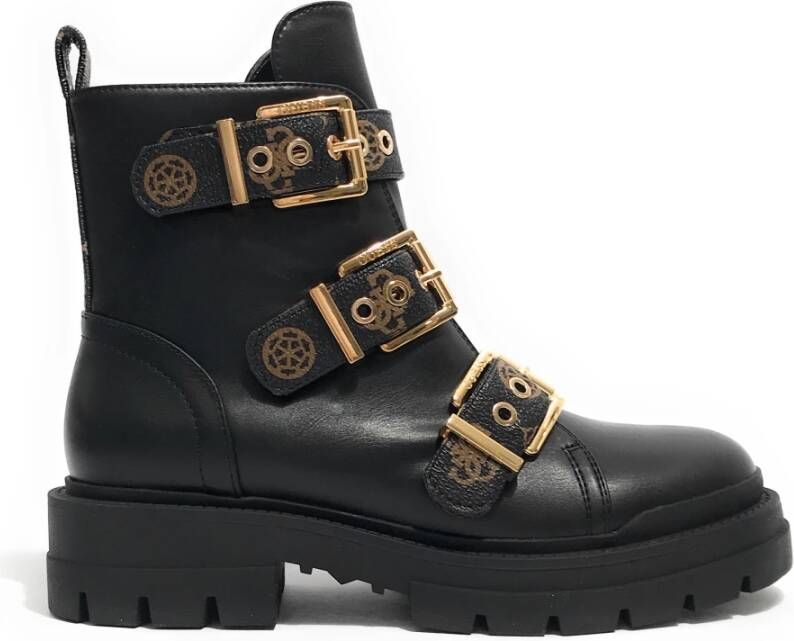 Guess Zwarte enkellaarsjes met gesp strik detail Black Dames