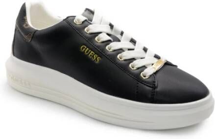 Guess Zwarte en Bruine Leren Schoenen Fl8Viblea12 Black Dames