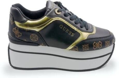 Guess Zwarte en bruine PU-schoenen voor dames met gouden details Zwart Dames