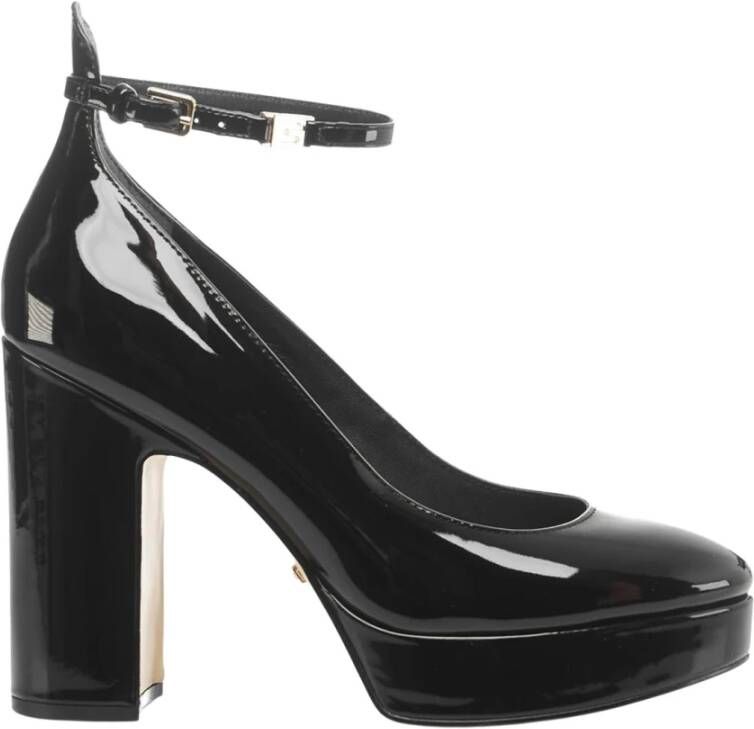 Guess Plateau Sleehak Schoenen Zwart Leer Black Dames