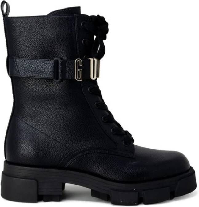 Guess Anfibio Leren Laars met Carrarmato-zool Black Dames