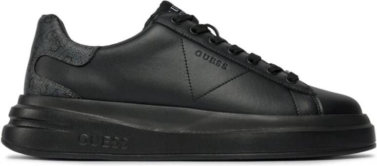 Guess Zwarte leren sneakers Elba model Black Dames