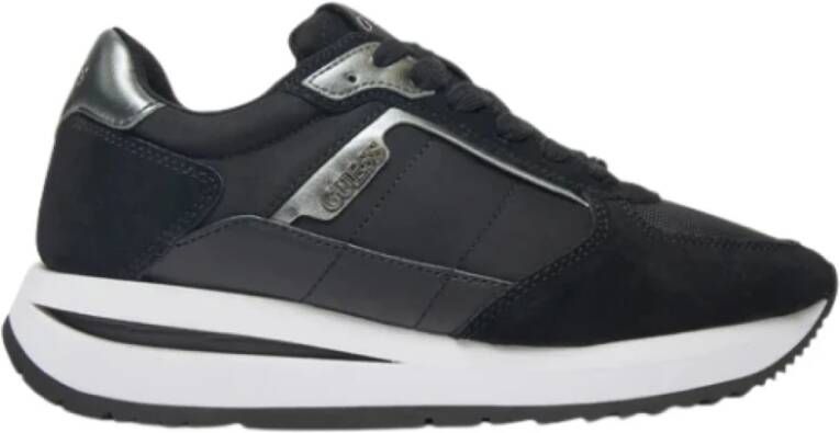 Guess Zwarte Leren Sneakers met Ronde Neus