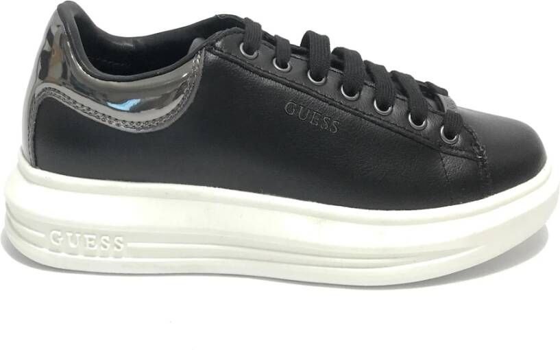 Guess Zwarte leren Vibo Sneaker Zwart Dames