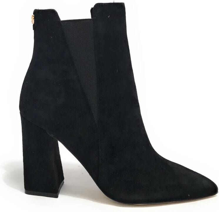 Guess Zwarte suède enkellaars met puntige neus voor dames Black Dames